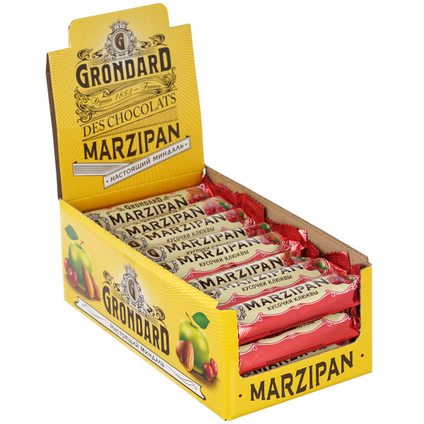 №1 TM Grondard     (8415) Батончики глазированные Марципановые Клюква, (24шт по 50г)    в Осинниках