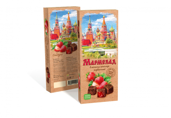 №2 Сладарт Мармелад Клубничный в темном шоколаде, 150г  в Осинниках