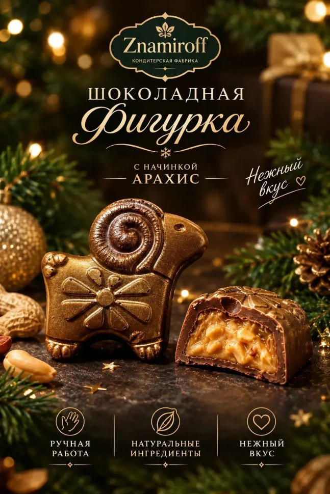  Шоколад фигурный "Баран-таран" молочный шоколад с арахисовой начинкой (блок 5шт по 70г) в Осинниках